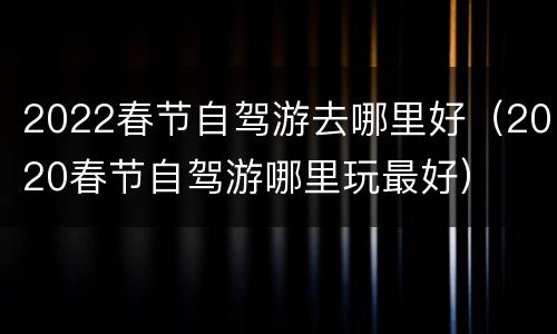 2022春节自驾游去哪里好（2020春节自驾游哪里玩最好）