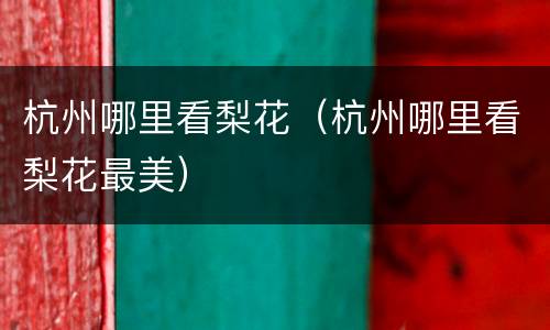 杭州哪里看梨花（杭州哪里看梨花最美）