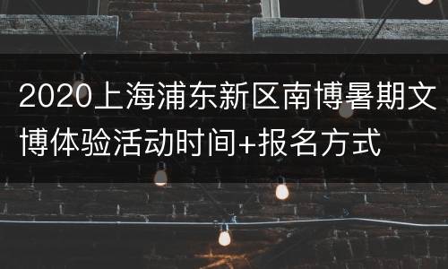 2020上海浦东新区南博暑期文博体验活动时间+报名方式