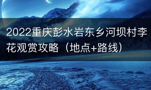 2022重庆彭水岩东乡河坝村李花观赏攻略（地点+路线）