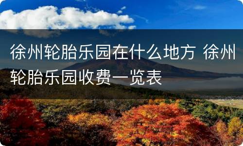 徐州轮胎乐园在什么地方 徐州轮胎乐园收费一览表