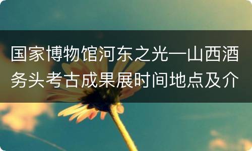 国家博物馆河东之光—山西酒务头考古成果展时间地点及介绍