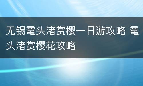无锡鼋头渚赏樱一日游攻略 鼋头渚赏樱花攻略