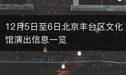12月5日至6日北京丰台区文化馆演出信息一览