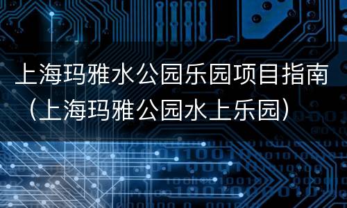 上海玛雅水公园乐园项目指南（上海玛雅公园水上乐园）