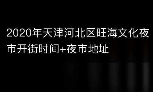 2020年天津河北区旺海文化夜市开街时间+夜市地址