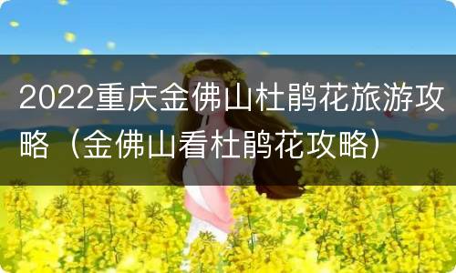 2022重庆金佛山杜鹃花旅游攻略（金佛山看杜鹃花攻略）