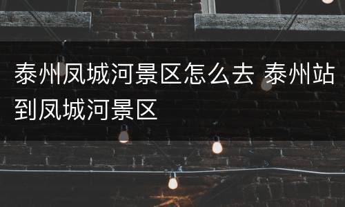 泰州凤城河景区怎么去 泰州站到凤城河景区