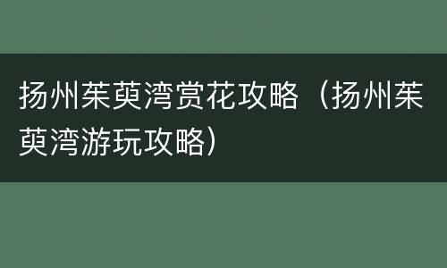 扬州茱萸湾赏花攻略（扬州茱萸湾游玩攻略）