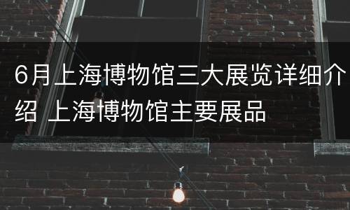 6月上海博物馆三大展览详细介绍 上海博物馆主要展品
