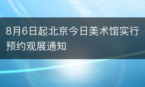 8月6日起北京今日美术馆实行预约观展通知