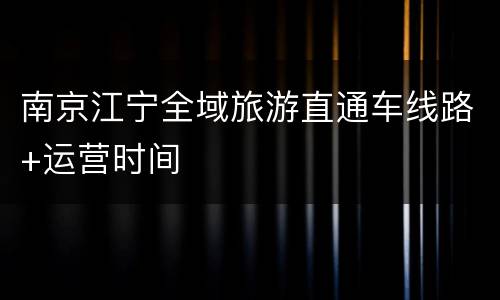 南京江宁全域旅游直通车线路+运营时间