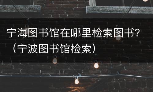 宁海图书馆在哪里检索图书？（宁波图书馆检索）