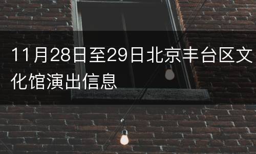 11月28日至29日北京丰台区文化馆演出信息