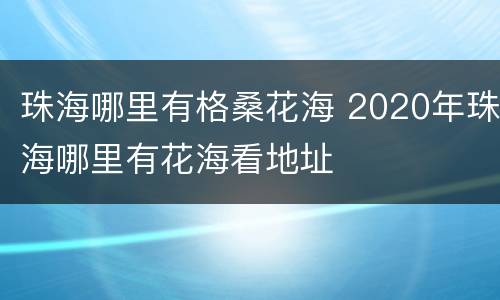 珠海哪里有格桑花海 2020年珠海哪里有花海看地址