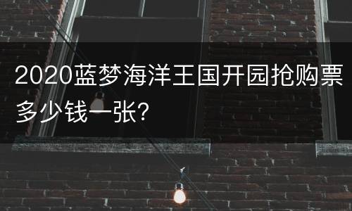 2020蓝梦海洋王国开园抢购票多少钱一张？
