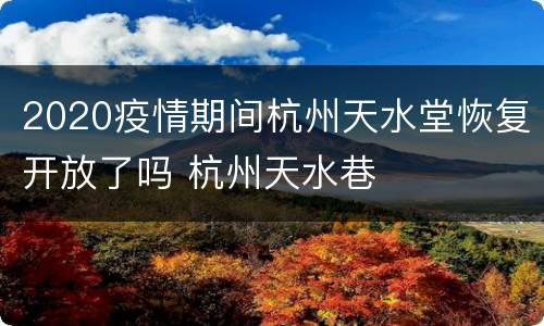 2020疫情期间杭州天水堂恢复开放了吗 杭州天水巷