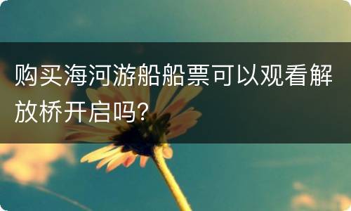 购买海河游船船票可以观看解放桥开启吗？