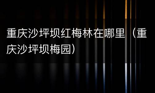 重庆沙坪坝红梅林在哪里（重庆沙坪坝梅园）