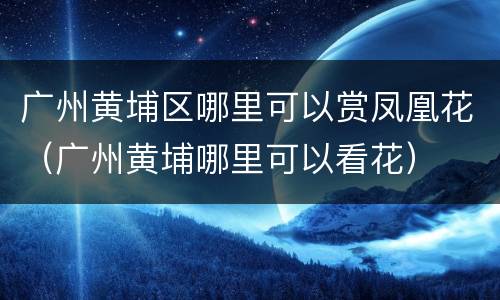广州黄埔区哪里可以赏凤凰花（广州黄埔哪里可以看花）
