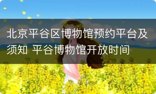北京平谷区博物馆预约平台及须知 平谷博物馆开放时间