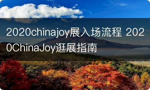 2020chinajoy展入场流程 2020ChinaJoy逛展指南