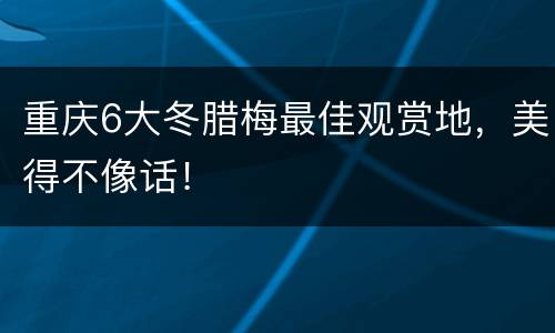 重庆6大冬腊梅最佳观赏地，美得不像话！
