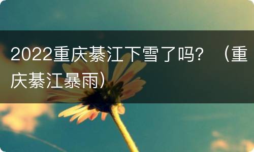 2022重庆綦江下雪了吗？（重庆綦江暴雨）