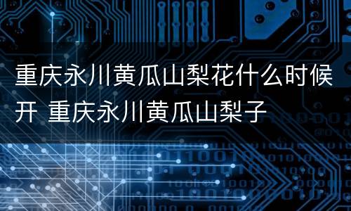 重庆永川黄瓜山梨花什么时候开 重庆永川黄瓜山梨子
