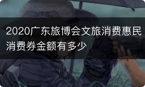 2020广东旅博会文旅消费惠民消费券金额有多少