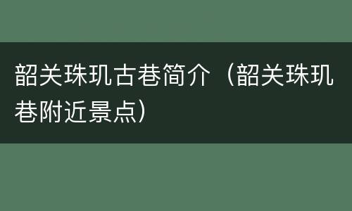 韶关珠玑古巷简介（韶关珠玑巷附近景点）