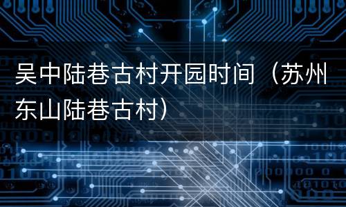 吴中陆巷古村开园时间（苏州东山陆巷古村）