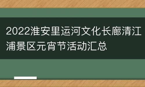 2022淮安里运河文化长廊清江浦景区元宵节活动汇总
