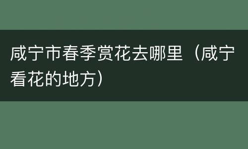 咸宁市春季赏花去哪里（咸宁看花的地方）