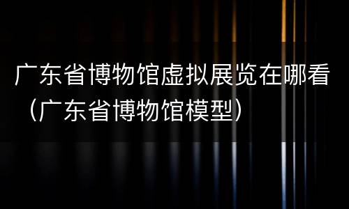 广东省博物馆虚拟展览在哪看（广东省博物馆模型）