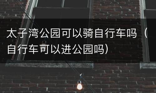 太子湾公园可以骑自行车吗（自行车可以进公园吗）