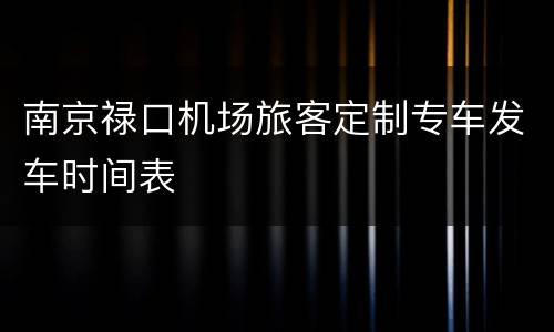 南京禄口机场旅客定制专车发车时间表