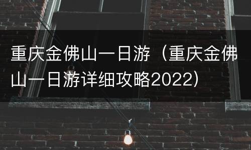 重庆金佛山一日游（重庆金佛山一日游详细攻略2022）
