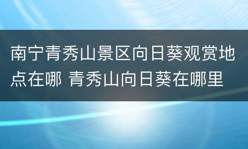 南宁青秀山景区向日葵观赏地点在哪 青秀山向日葵在哪里