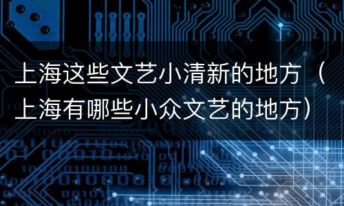 上海这些文艺小清新的地方（上海有哪些小众文艺的地方）