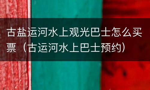 古盐运河水上观光巴士怎么买票（古运河水上巴士预约）