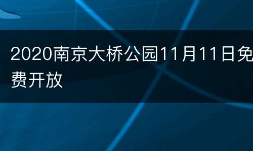 2020南京大桥公园11月11日免费开放