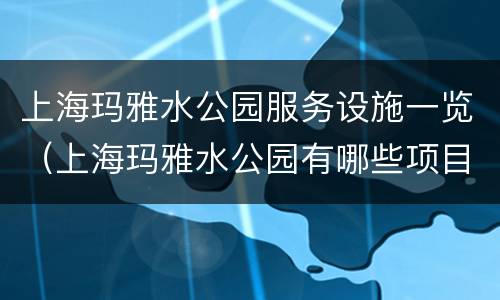 上海玛雅水公园服务设施一览（上海玛雅水公园有哪些项目）
