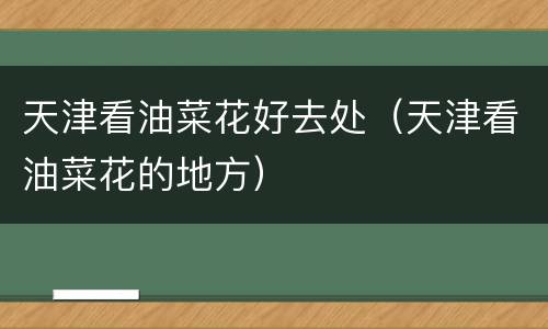 天津看油菜花好去处（天津看油菜花的地方）