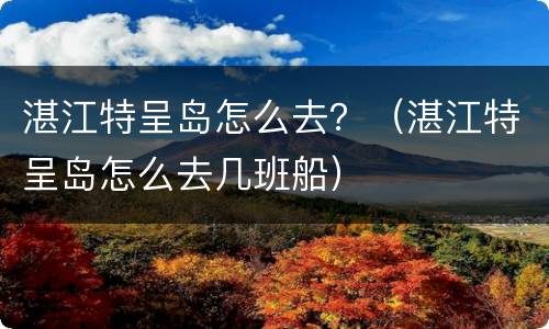 湛江特呈岛怎么去？（湛江特呈岛怎么去几班船）