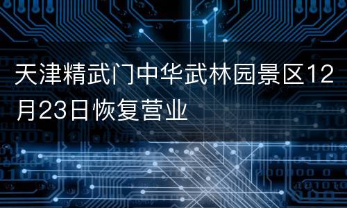 天津精武门中华武林园景区12月23日恢复营业