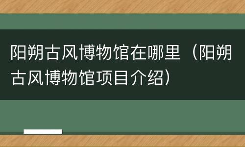 阳朔古风博物馆在哪里（阳朔古风博物馆项目介绍）