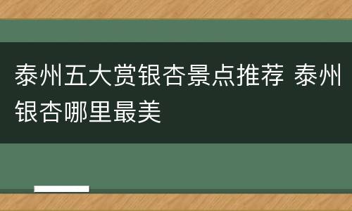泰州五大赏银杏景点推荐 泰州银杏哪里最美