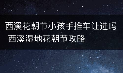 西溪花朝节小孩手推车让进吗 西溪湿地花朝节攻略