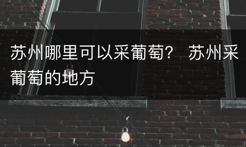 苏州哪里可以采葡萄？ 苏州采葡萄的地方